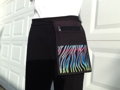 Black colorful Zebra 1 POCKET HIP BARTENDER WAITRESS WAIST APRON RESTAURANT  USA