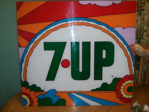 Vintage 7-Up Plastic Vending machine sign Peter Max