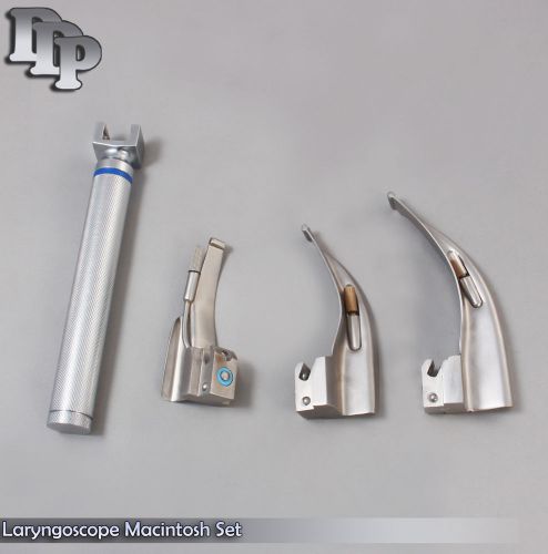 LARYNGOSCOPE SMALL HANDLE AA + 3 MACINTOSH BLADE #0 + 1 + 2 ENT ANESTHESIA SET