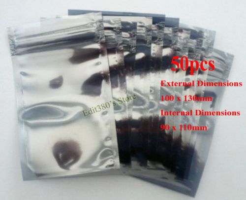 50pcs new esd anti-static shielding bags 100 x 130mm 10x13cm 4.0&#034;x5.1&#034; zip lock for sale