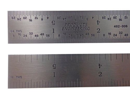 New usa pec 12&#034; rigid stainless steel 4r machinist ruler/rule 1/64, 1/32, 1/8 for sale