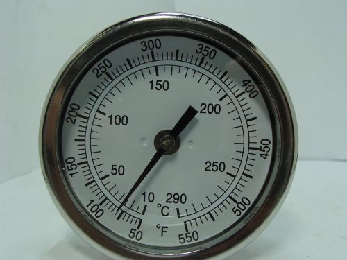 3&#034; BIMETAL THERMOMETER BACK MOUNT 18&#034; STEM 1/2&#034; NPT 150 Degrees F~550 Degrees F