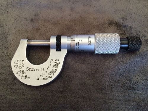 Starrett 232 .001   0-1/2&#039; micrometer  micrometer tool for sale