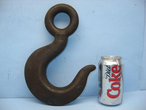 Vintage Forged Steel Eye Hook 10-1/2&#034;, 7-3/4 Pounds, Maker Unknown, VGC