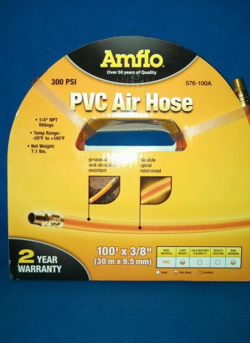 ?amflo 576-100a  pvc air hose 3/8&#034; x 100&#039; 1/4&#034; npt end fittings 300psi orange ? for sale