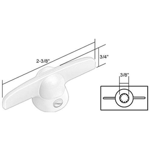 CRL White T-Crank Window Handle with 3/8&#034; Spline Size for Pella