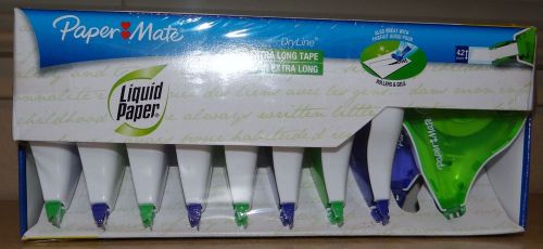 Paper Mate Liquid Paper DryLine Correction Tape, Non-Refillable, 1/6&#034;x472&#034; 10/pk