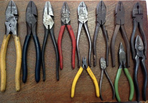 Lot of 12 Pliers Cutters Mustang Crescent Ideal Klein Kraeuter Fuller Utica