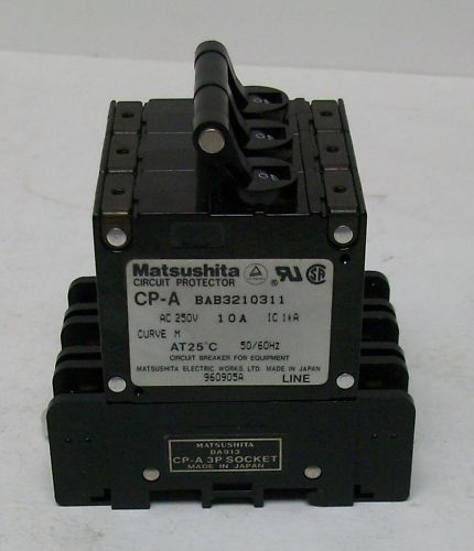 Matsushita type bab 3 pole 250vac circuit protector bab3210311 10a usg for sale