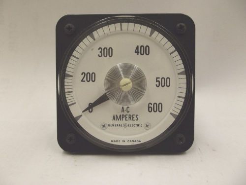 GE AC AMMETER 0-600 PANEL METER TYPE AB-40 STYLE 308017