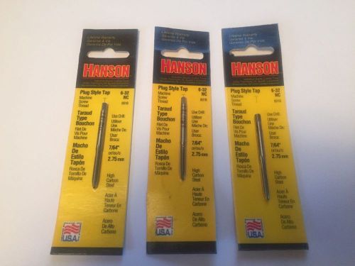 Lot (9) Brand New HANSON Plug Style Taps Tool &amp; Die 6-32 8-32 10-32 NF NC USA