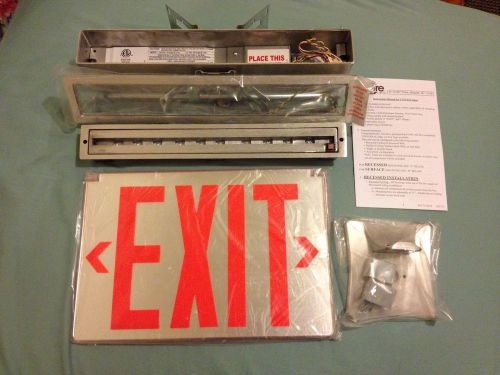 Encore uno brushed aluminum led edgelit universal face exit sign universal mount for sale