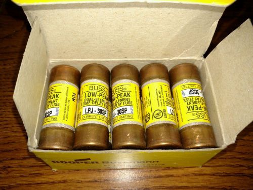 New Box Of (10) Cooper Bussmann LPJ-30SP Low Peak Dual Element Time Delay Fuses