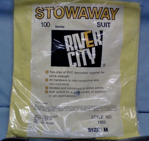 River City Stowaway 2-Piece Rain Suit -  Hooded Jacket &amp; Pants - Medium - NEW