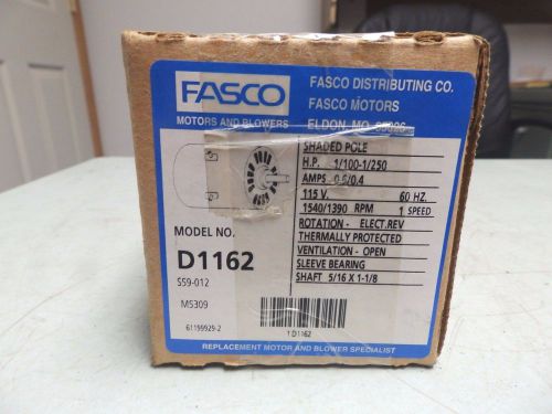 FASCO D1162 HVAC Motor, 1/100-1/250 HP, 115V, 60HZ, 0.6/ 0.4A NEW IN BOX