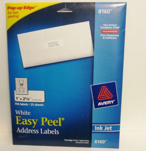 Avery - Address Avery 8160 Inkjet Address Labels 1 x 2-5/8&#034; White 750 ct.