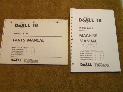 DoALL,ROMI, 16 inch Metal Lathe,Manual,Repair Parts,Service Guide,Engine Lathe