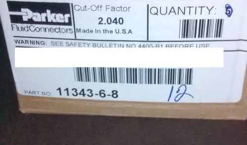 Parker Fluid Connectors P43-8 Model - 11343-6-8 Box of 12 Connectors