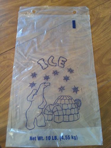 --250 BAGS-- 10 LB. PLASTIC ICE BAG 12&#034; x 20&#034; x 3&#034; 1.5 MIL CLEAR  W/TIES / NIB