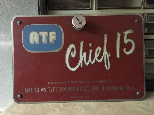 ATF CHIEF 18 OFFSET PRINTING PRESS MACHINE PART LID COVER RARE