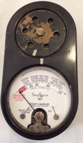 Vintage Weston Sight Light Meter Model 703 0-75 Foot Candles Bakelite Working