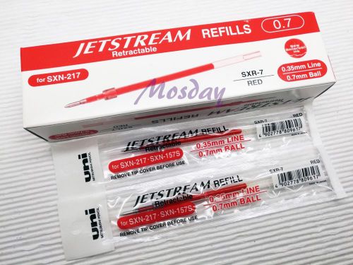 12 pcs Uni-Ball Jetstream SXR-7 Ballpoint Pen Refills 0.7mm Fine, RED