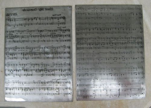 2 antique Vintage PRINTING PLATES Sheet Music **HEAR MY SERENADE**