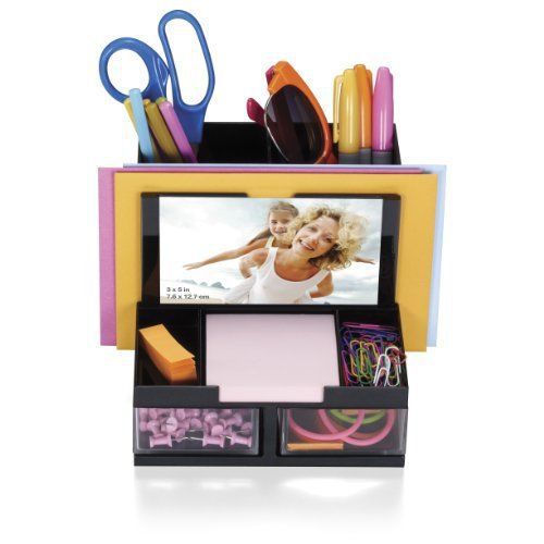 OfficemateOIC Versa Plus Photo Desk Organizer, 9 Compartments, Black 23112