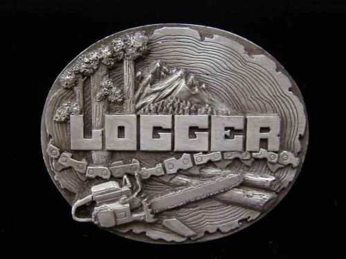 LOGGER LOGGING BELT BUCKLE BUCKLES SOLID PEWTER NEW!