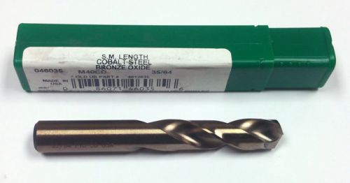 35/64&#034; COBALT S.M. LENGTH DRILL, 2-1/2&#034; LOF, 4&#034; OAL, PTD M40CO 46035