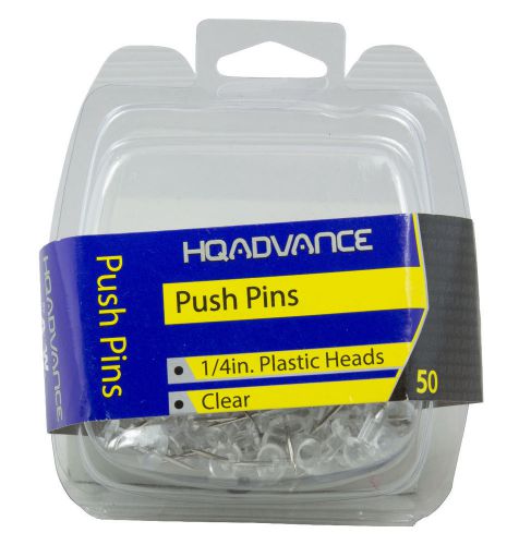 A&amp;W Office Supplies Push Pins, Clear - 50 Per Pack