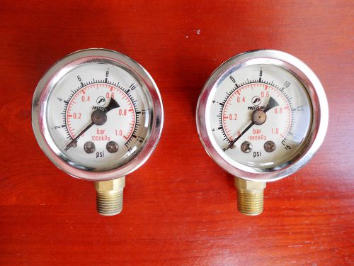 2 Precision Ind. Liquid Filled Pressure Gauges 0-15 PSI 1/8&#034; MNPT 15400FG01L15