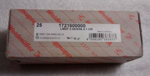 25 NIB Weidmuller 1721600000, LMZF 9 position terminal block 300v 10A AWG 26-14