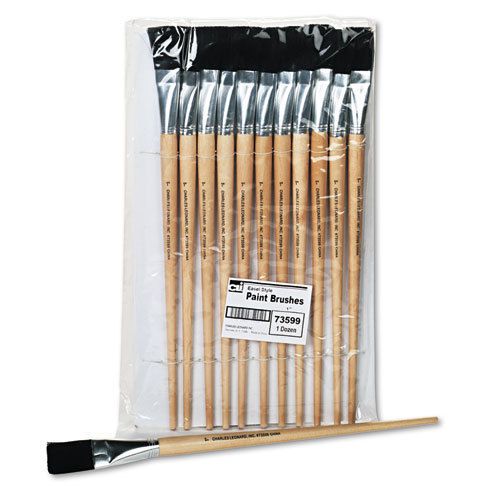 Long Handle Easel Brush, Size 22, Natural Bristle, Flat, 12/Pack