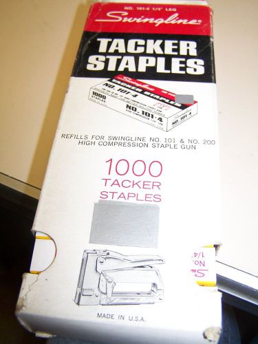 SWINGLINE 1/4&#034;LEG NO 101-4 TACKER STAPLES 1000 PER BOX 10 BOXES A CASE