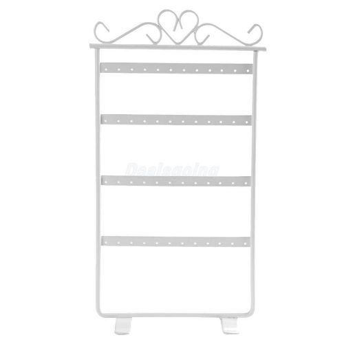 48-Hole Metal Earrings Ear Studs Jewellery Display Stand Rack Holder White