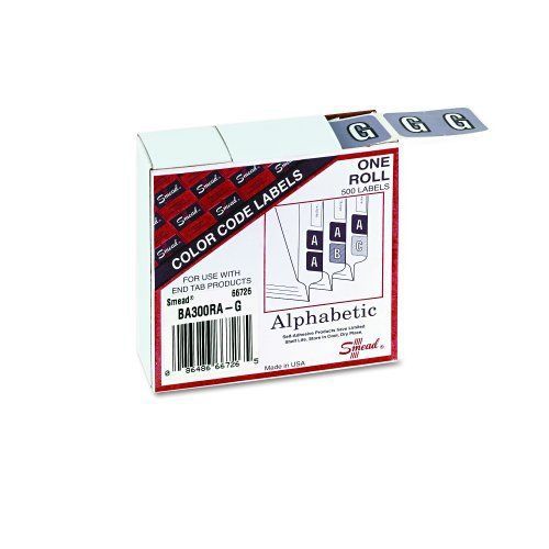 Smead BA300RA Color-Coded Alphabetic Label, G, Label Roll, Lavender, 500 labels