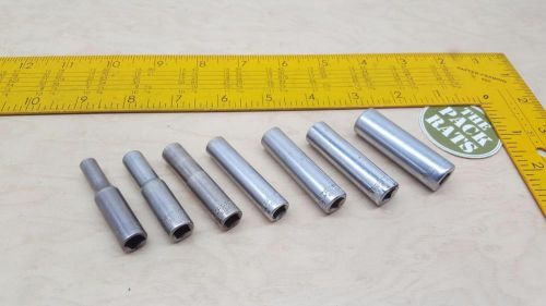 7 Pc Craftsman 1/4&#034; Drive SAE Deep 6 Pt Socket Set: 3/16&#034; - 7/16&#034; USA Tool