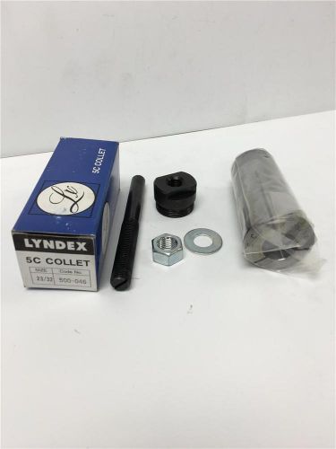 LYNDEX 5C 500-046 23/32&#034; Lathe Collet &amp; Stop 7/16-20 4&#034; Z9002 NB80Z9002 Set