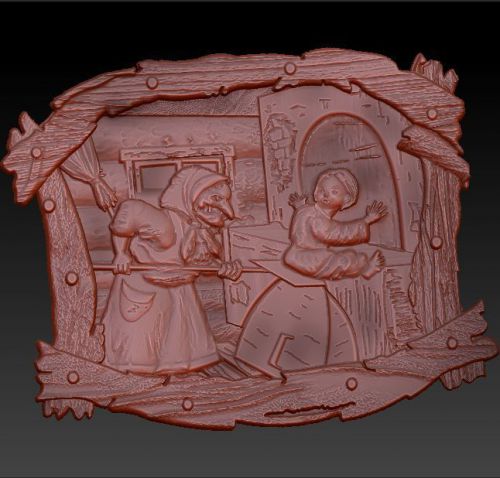 3d stl model for CNC Router mill -VECTRIC RLF Witch puts the boy in the oven