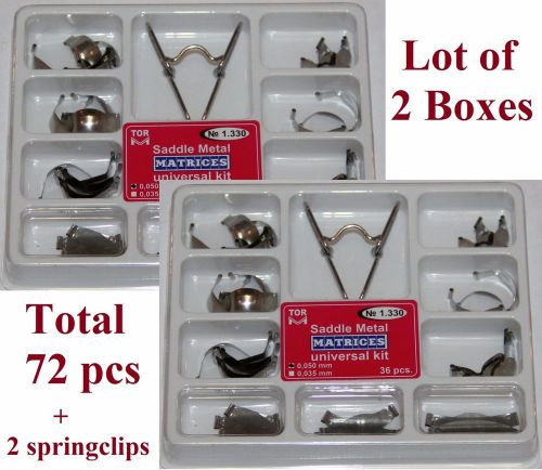 2x36 pcs dental saddle contoured metal matrices matrix sectional 2 springclips for sale