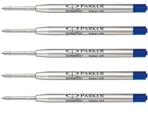 Parker Quink Flow Ballpen Medium Point Blue Ink Refill Pack of 4-Refills F- Ship