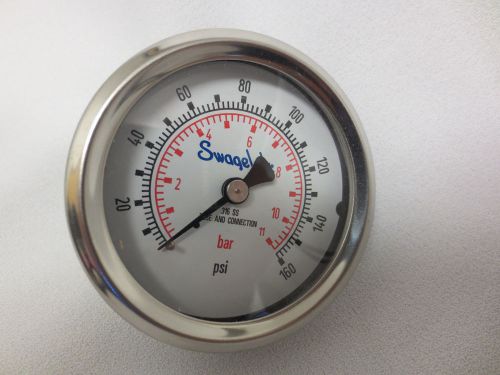 New Swagelok  2-1/2&#034; 316SS 160psi pressure gauge PGI-63C-PG160-CAOX