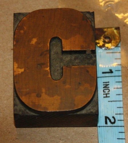 Vintage Antique Wood Block Printing Press Printers Block Wooden Letter C 2&#034;