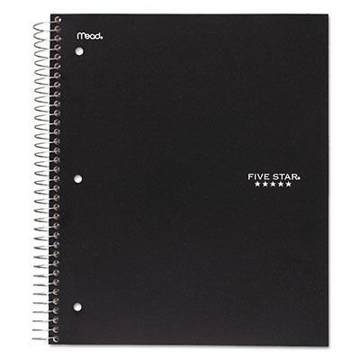 Wirebound Notebook, College Rule, 8 1/2 x 11, White, 5 Subject, 200 Sheets