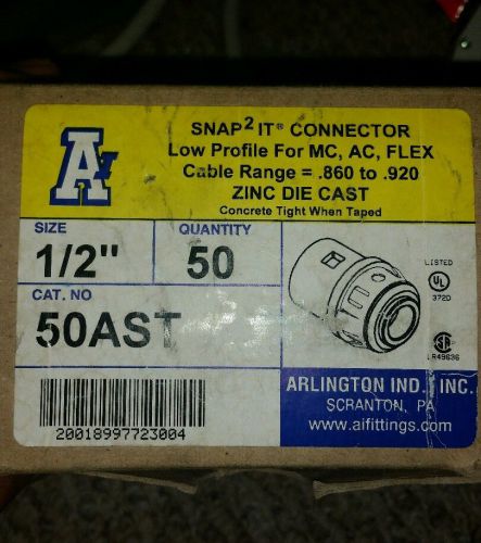 Lot of 150 snap2it 50ast connector 1/2&#034; low profile for mc, ac, flex for sale
