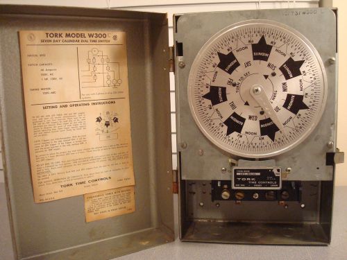 Vtg. tork time control w300l 7-day dial timing switch motor panel industrial usa for sale