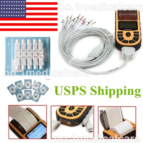 US Stock, Single Channel 12 lead handheld ECG/EKG Machine + PC Software, FDA