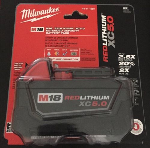 Milwaukee 48-11-1850 m18 redlithium xc 18v 5.0 ah li-ion battery pack for sale