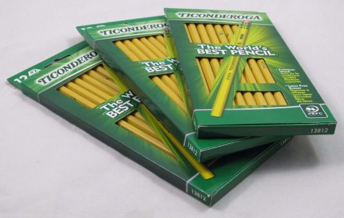 Ticonderoga Number #2 HB Pencils, 3 Boxes of 12, Yellow